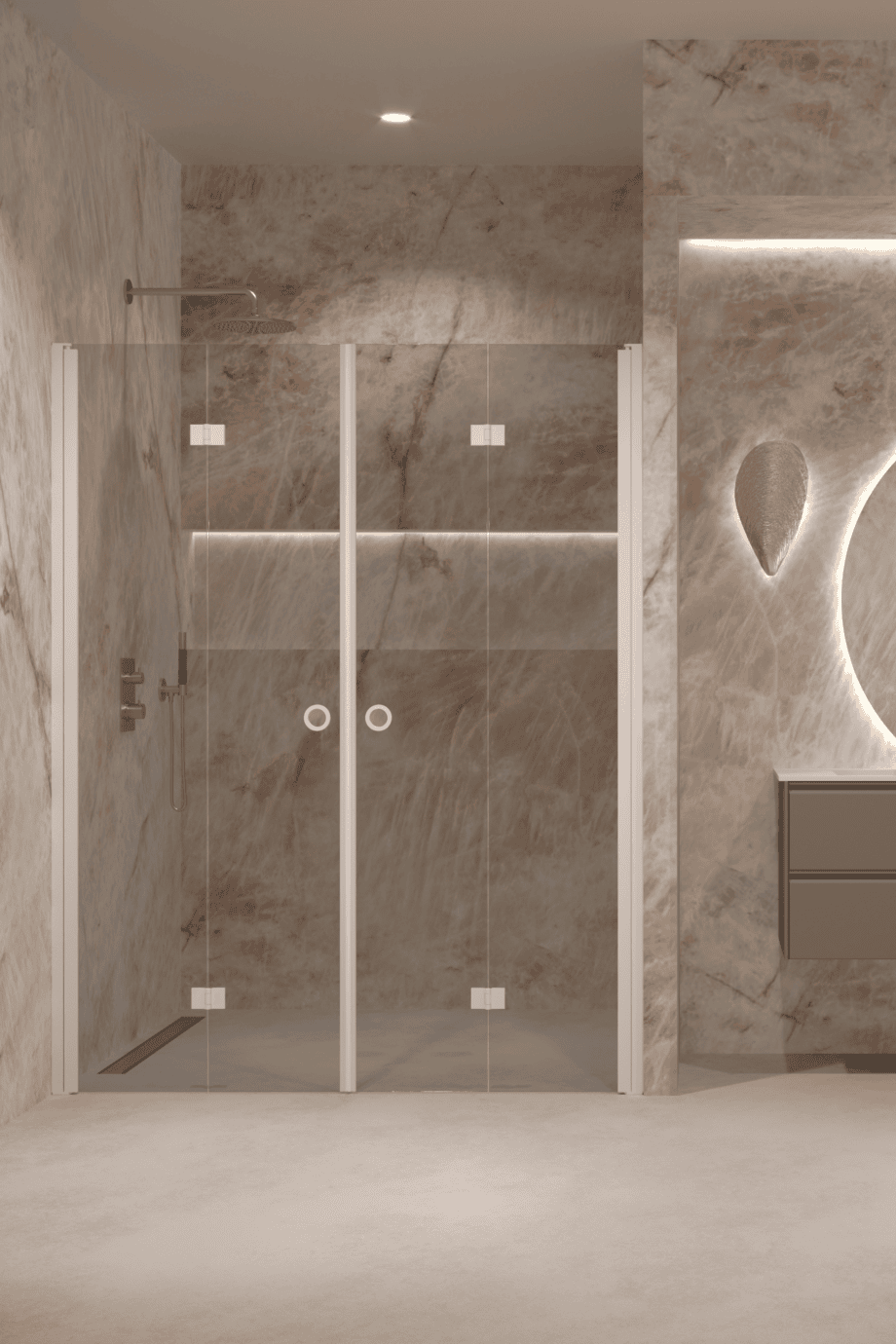 Alcove shower screen Hietakari Forma 325, white frame, grey tinted glass