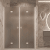 Alcove shower screen Hietakari Forma 325, white frame, grey satin glass