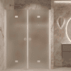 Alcove shower screen Hietakari Forma 325, white frame, satin frosted glass