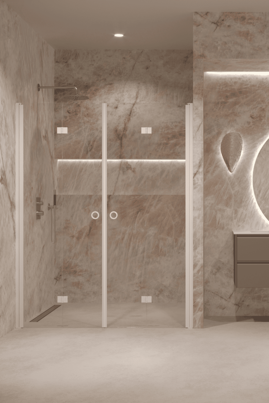 Alcove shower screen Hietakari Forma 325, white frame, super bright glass
