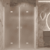 Alcove shower screen Hietakari Forma 325, white frame, super bright satin glass