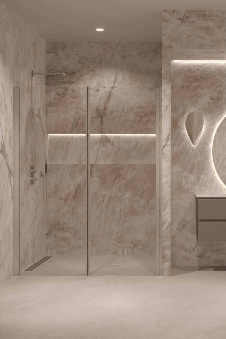 Alcove shower screen Hietakari Forma 325, aluminium frame, clear glass