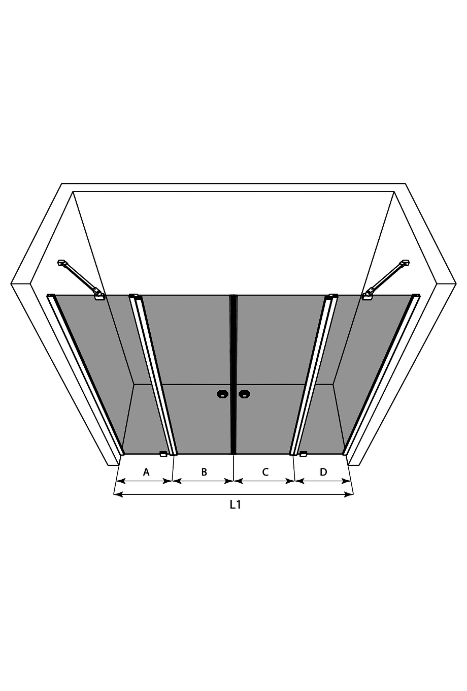 Alcove shower screen Hietakari Forma 328, hinged door with fixed part + hinged door with fixed part – 3