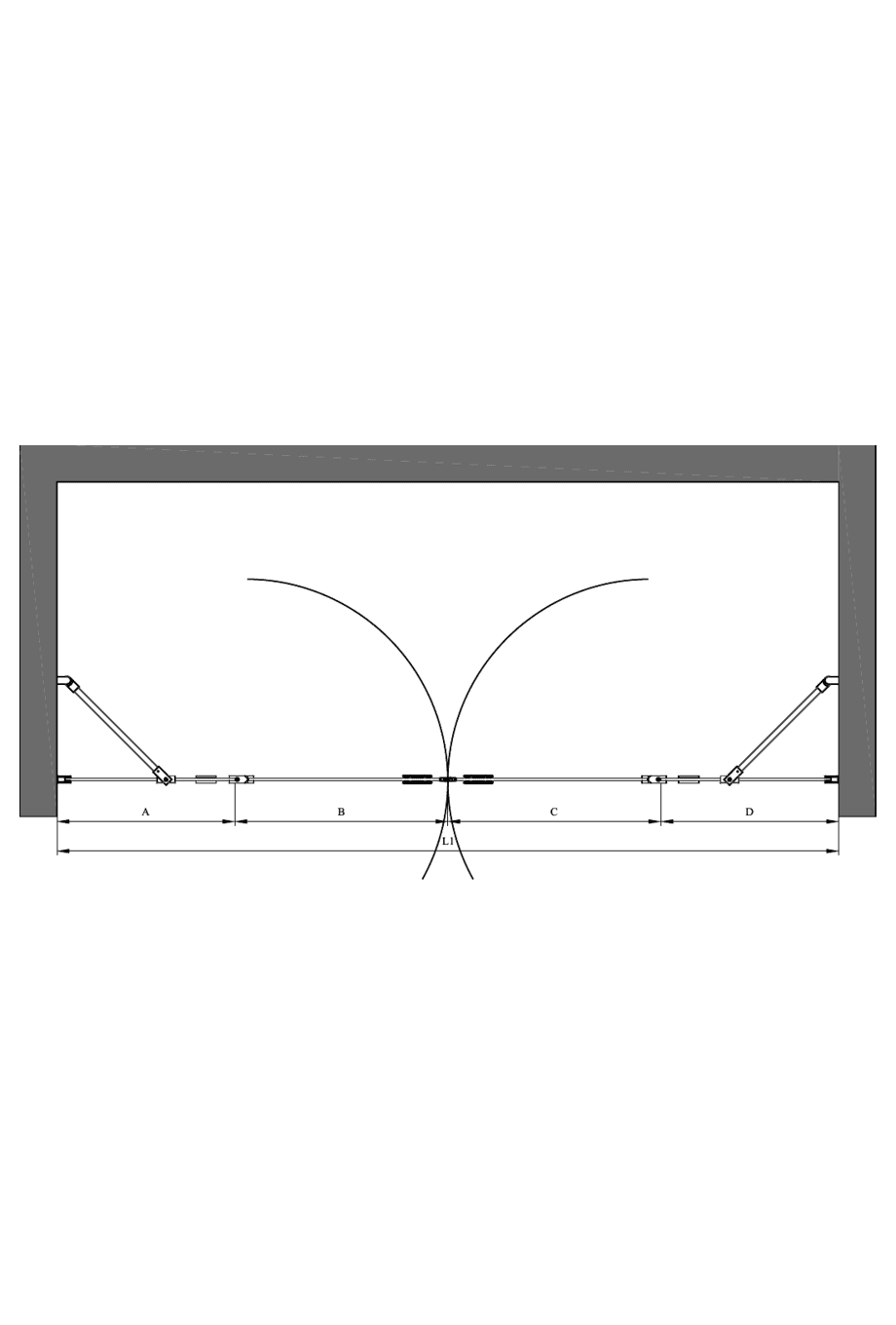 Alcove shower screen Hietakari Forma 328, hinged door with fixed part + hinged door with fixed part – 2