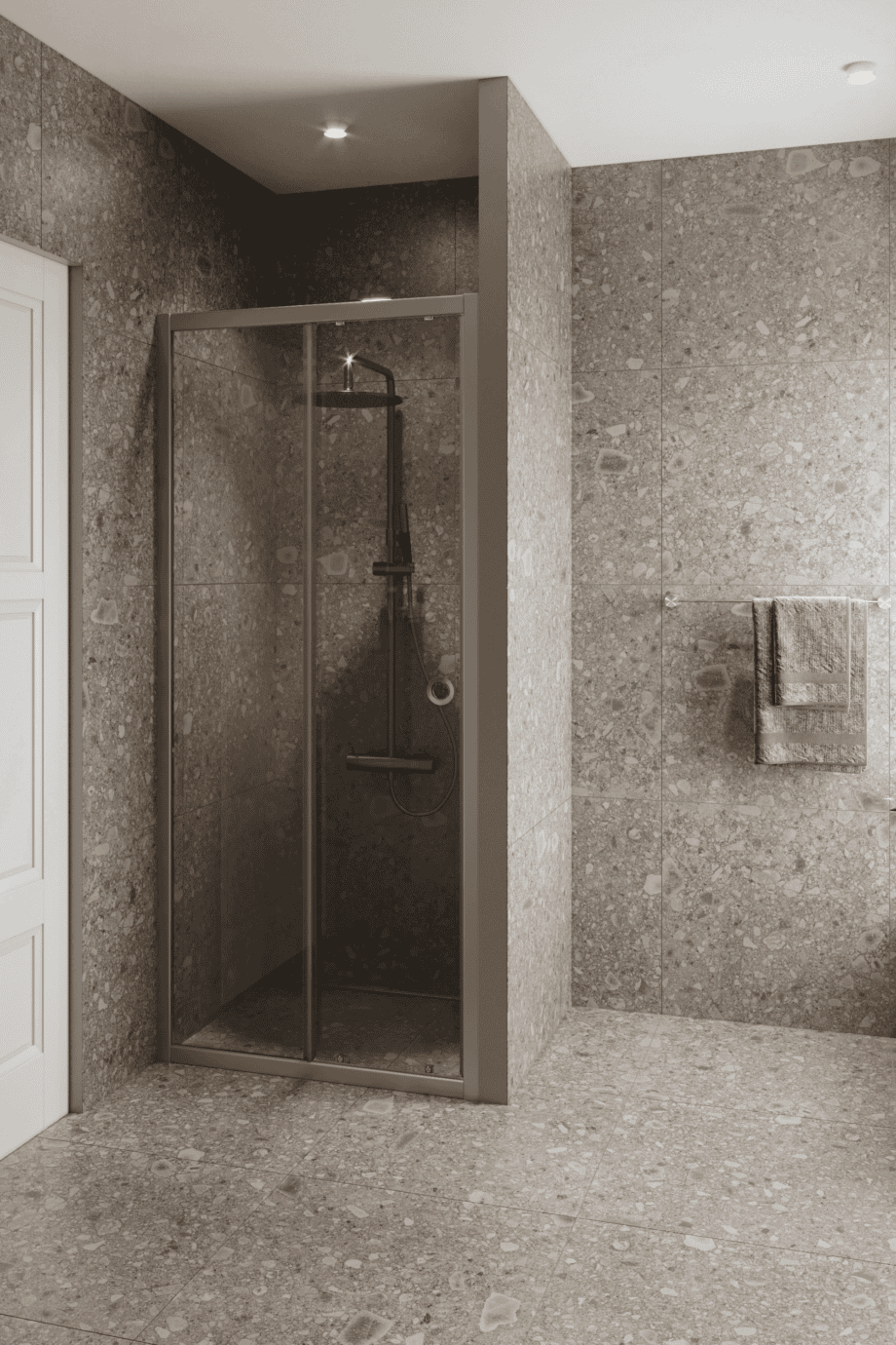 Alcove shower screen Hietakari Forma 462, fixed wall + sliding door – view 4 Alcove shower screen Hietakari Forma 462, fixed wall + sliding door – 4