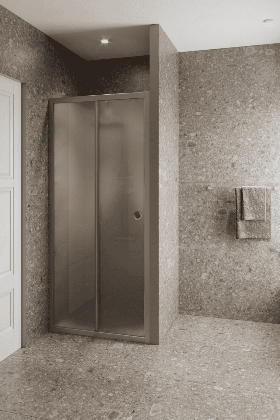 Alcove shower screen Hietakari Forma 462, aluminium frame, super bright satin glass Alcove shower screen Hietakari Forma 462, aluminium frame, super bright satin glass