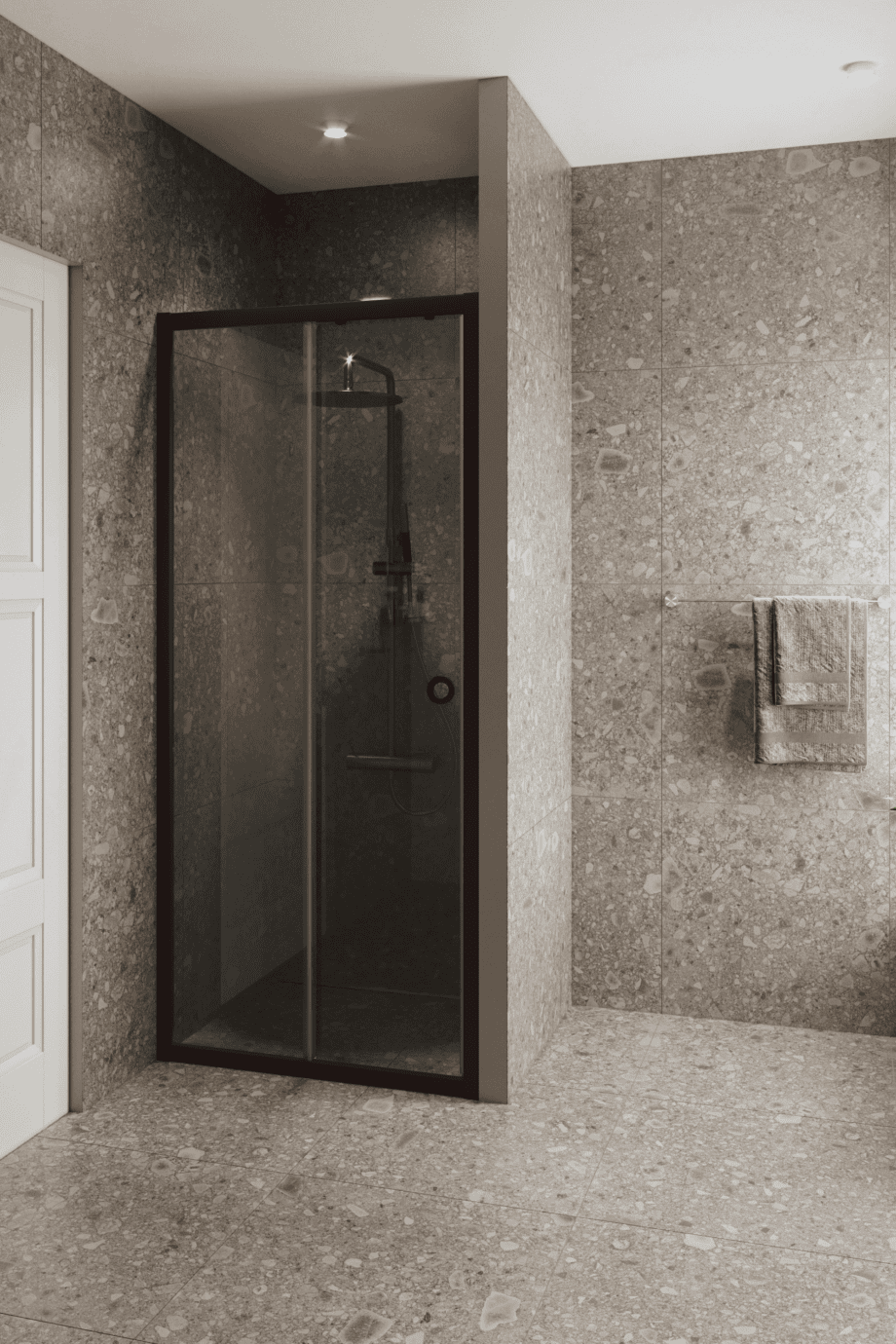 Alcove shower screen Hietakari Forma 462, Cocoa frame, grey tinted glass Alcove shower screen Hietakari Forma 462, Cocoa frame, grey tinted glass