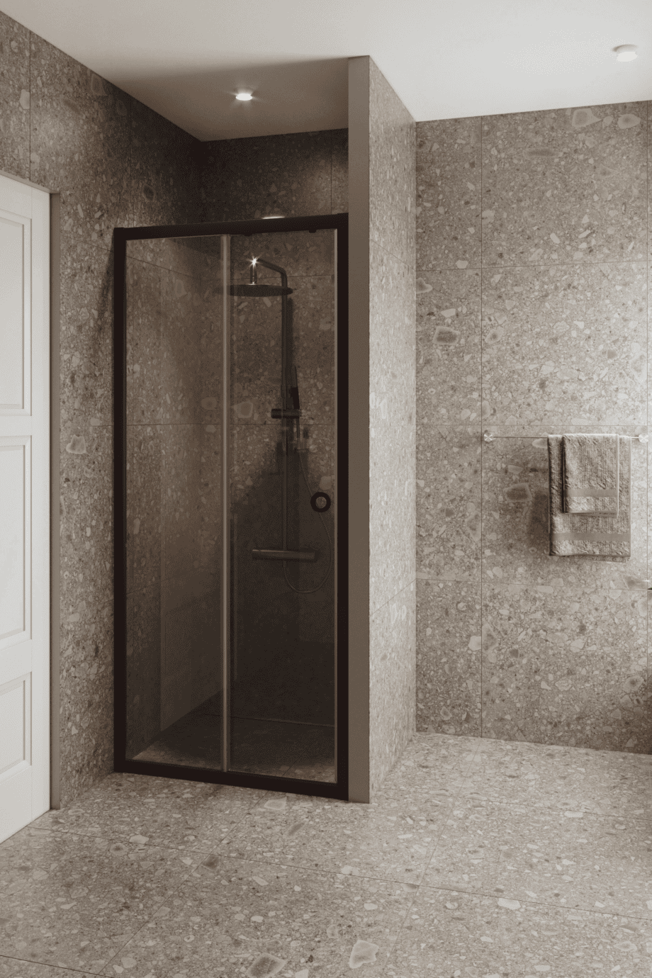 Alcove shower screen Hietakari Forma 462, Cocoa frame, bronze tinted glass Alcove shower screen Hietakari Forma 462, Cocoa frame, bronze tinted glass