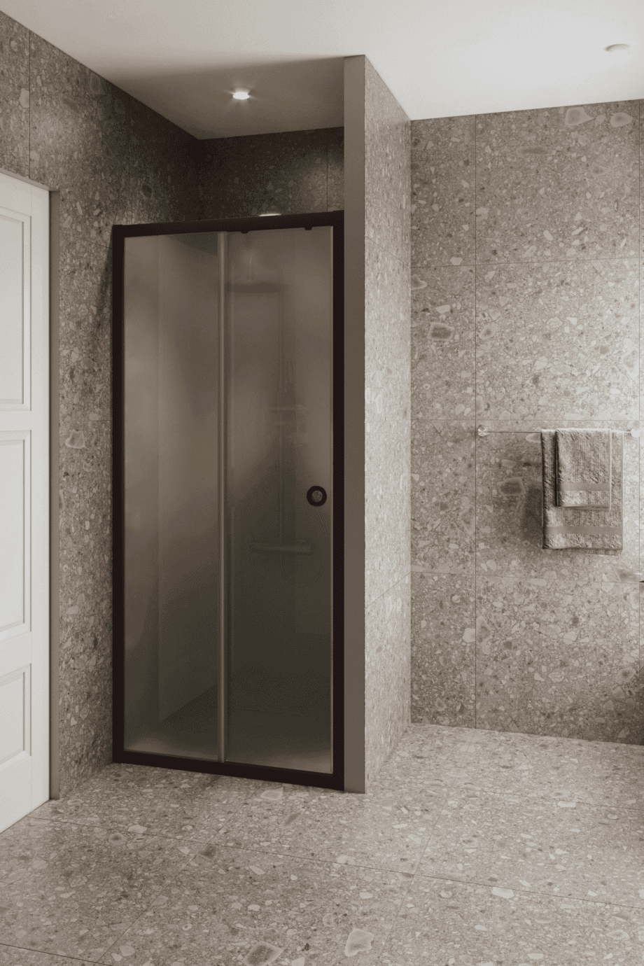 Alcove shower screen Hietakari Forma 462, Cocoa frame, satin frosted glass Alcove shower screen Hietakari Forma 462, Cocoa frame, satin frosted glass