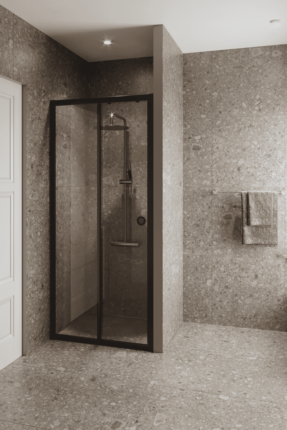 Alcove shower screen Hietakari Forma 462, black frame, super bright glass Alcove shower screen Hietakari Forma 462, black frame, super bright glass