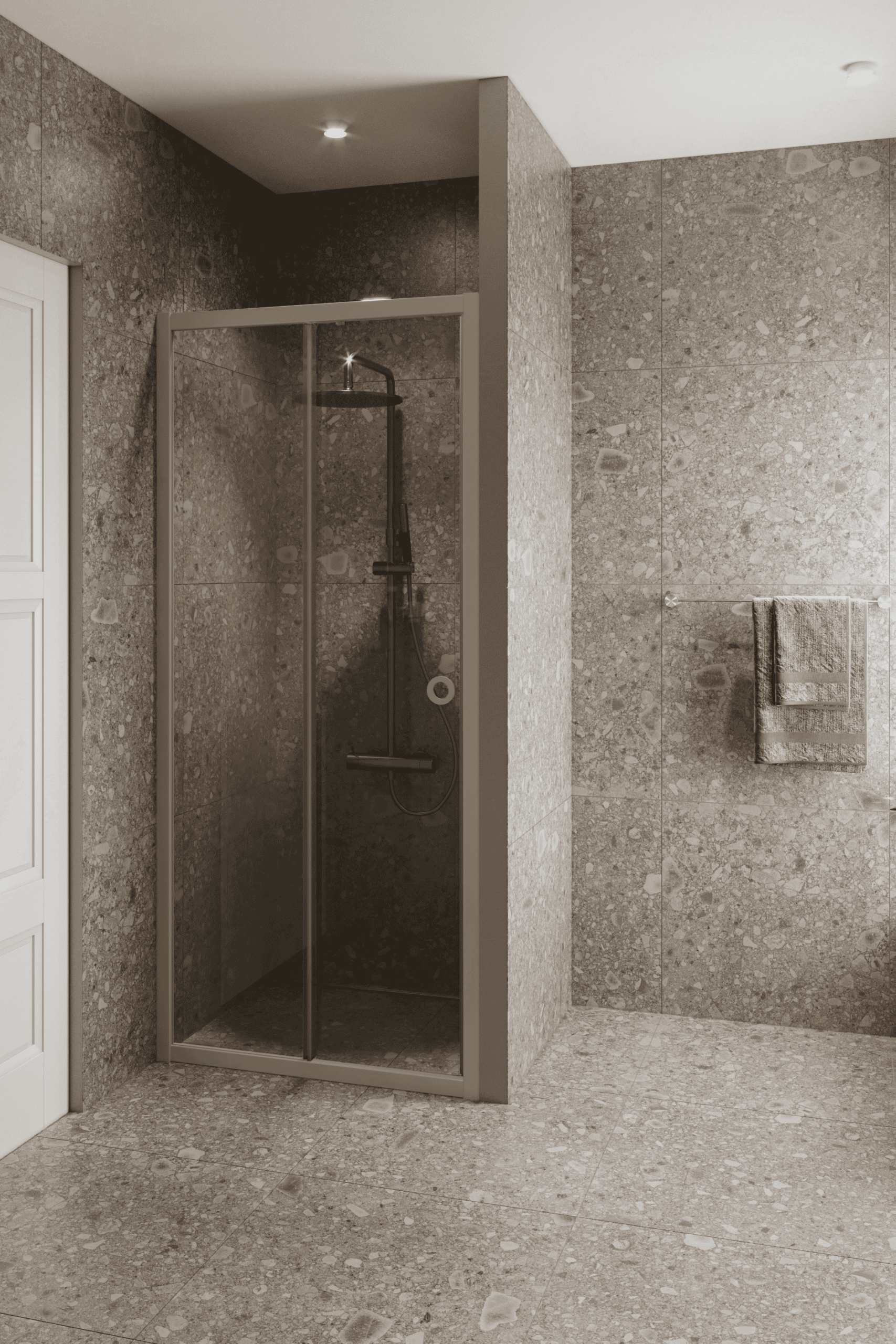 Alcove shower screen Hietakari Forma 462, Sand frame, clear glass Alcove shower screen Hietakari Forma 462, Sand frame, clear glass