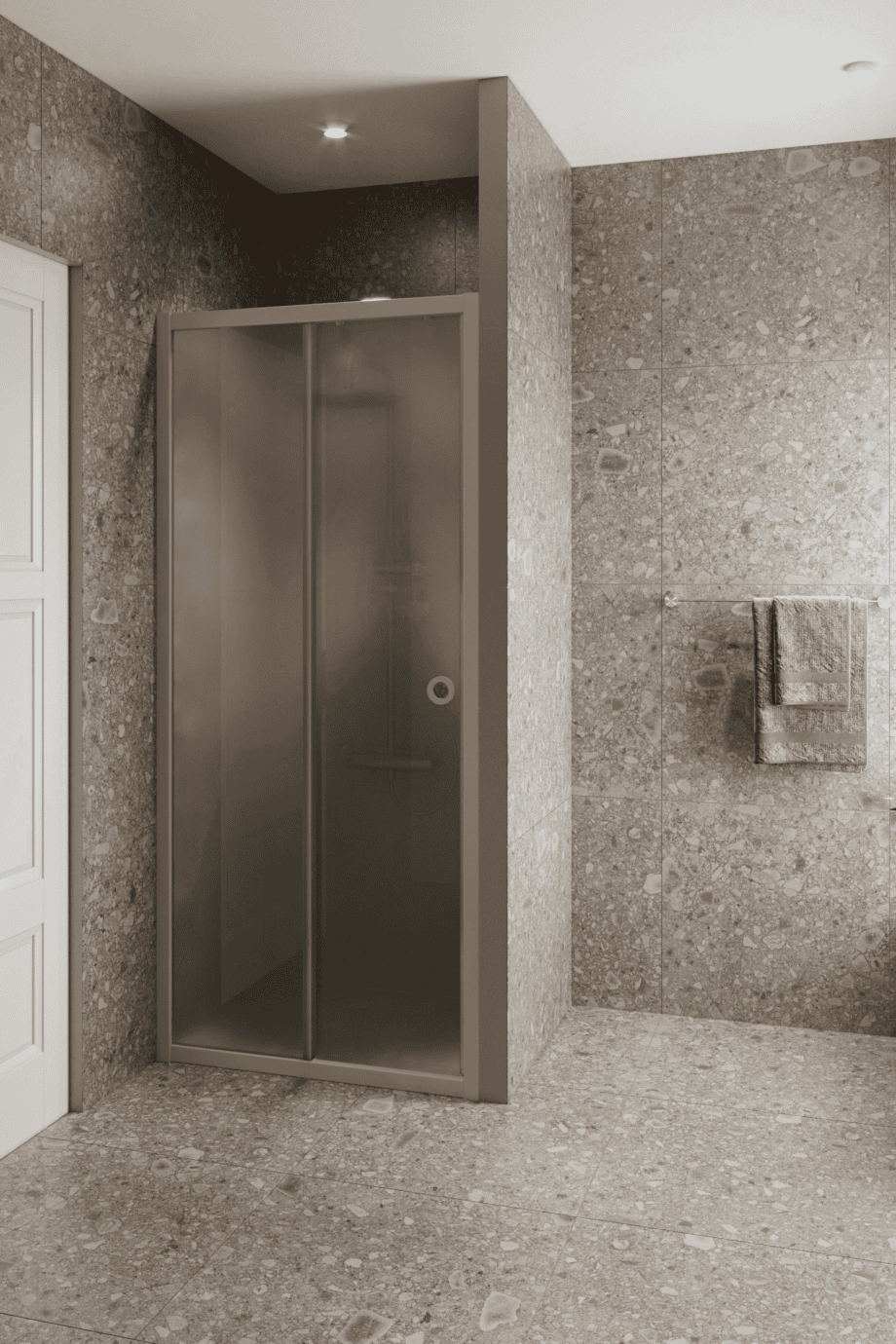 Alcove shower screen Hietakari Forma 462, Sand frame, satin frosted glass Alcove shower screen Hietakari Forma 462, Sand frame, satin frosted glass