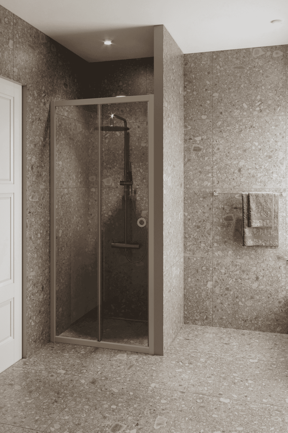 Alcove shower screen Hietakari Forma 462, Sand frame, super bright glass Alcove shower screen Hietakari Forma 462, Sand frame, super bright glass