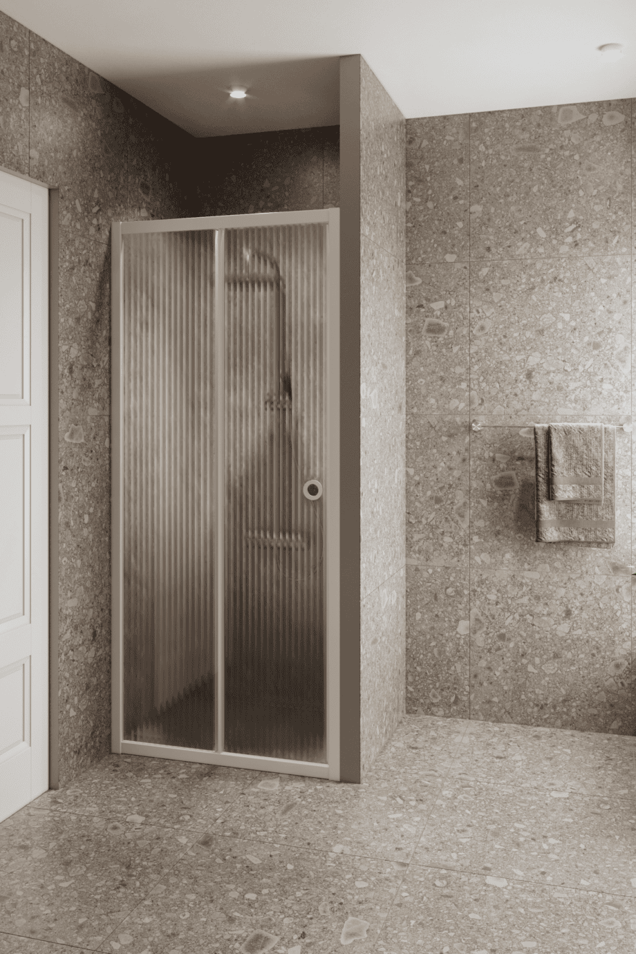 Alcove shower screen Hietakari Forma 462, white frame, reeded glass Alcove shower screen Hietakari Forma 462, white frame, reeded glass