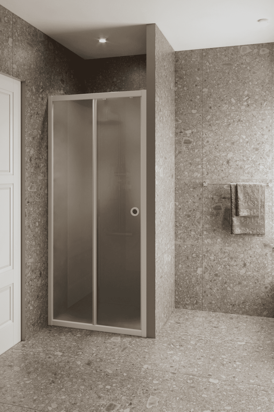 Alcove shower screen Hietakari Forma 462, white frame, satin frosted glass Alcove shower screen Hietakari Forma 462, white frame, satin frosted glass