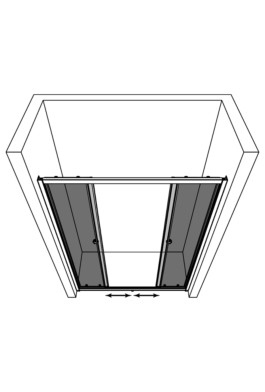 Alcove shower screen Hietakari Forma 464, fixed wall + fixed wall + sliding door + sliding door – 3