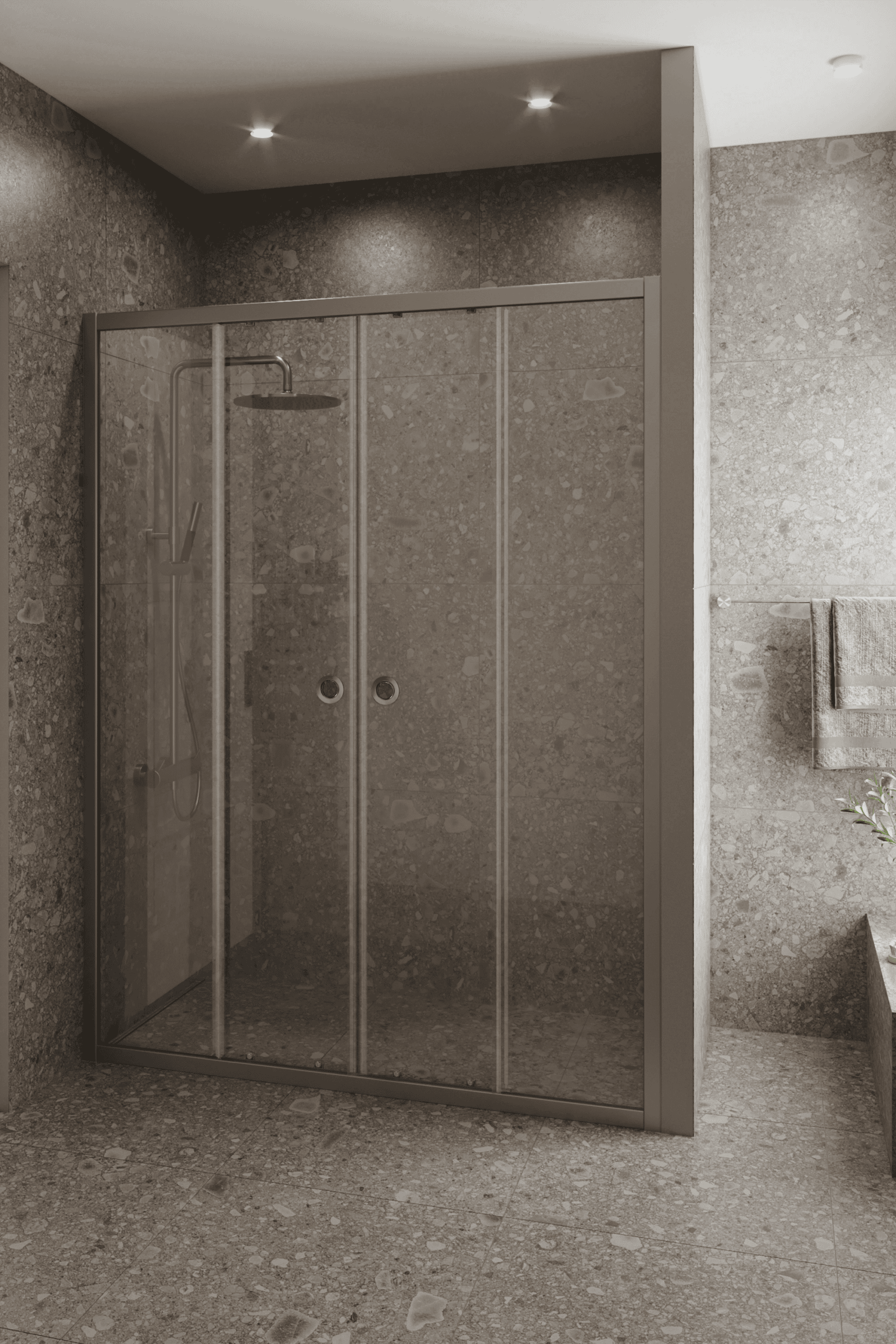 Alcove shower screen Hietakari Forma 464, fixed wall + fixed wall + sliding door + sliding door – 4
