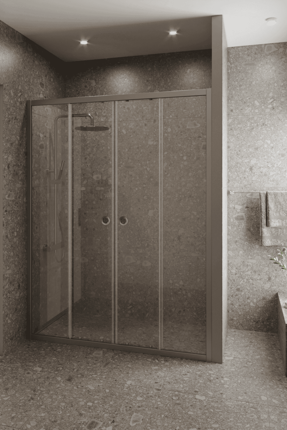 Alcove shower screen Hietakari Forma 464, aluminium frame, super bright glass Alcove shower screen Hietakari Forma 464, aluminium frame, super bright glass