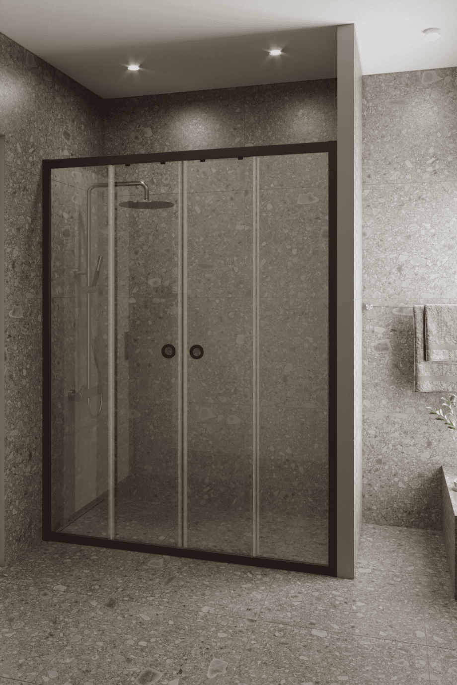 Alcove shower screen Hietakari Forma 464, Cocoa frame, super bright glass Alcove shower screen Hietakari Forma 464, Cocoa frame, super bright glass