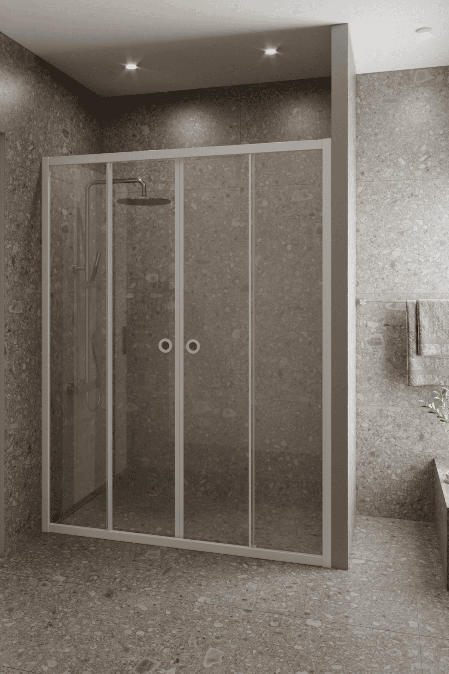 Alcove shower screen Hietakari Forma 464, white frame, super bright glass Alcove shower screen Hietakari Forma 464, white frame, super bright glass