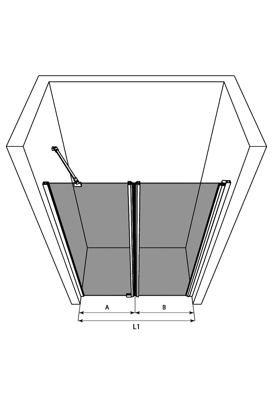 Alcove shower screen Hietakari Infinia 237, fixed wall + hinged door – 3