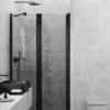 Alcove shower screen Hietakari Infinia 237, black frame, grey tinted glass Alcove shower screen Hietakari Infinia 237, black frame, grey tinted glass