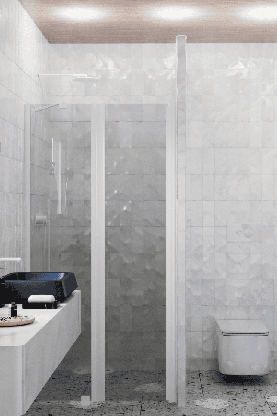 Alcove shower screen Hietakari Infinia 237, white frame, grey tinted glass Alcove shower screen Hietakari Infinia 237, white frame, grey tinted glass