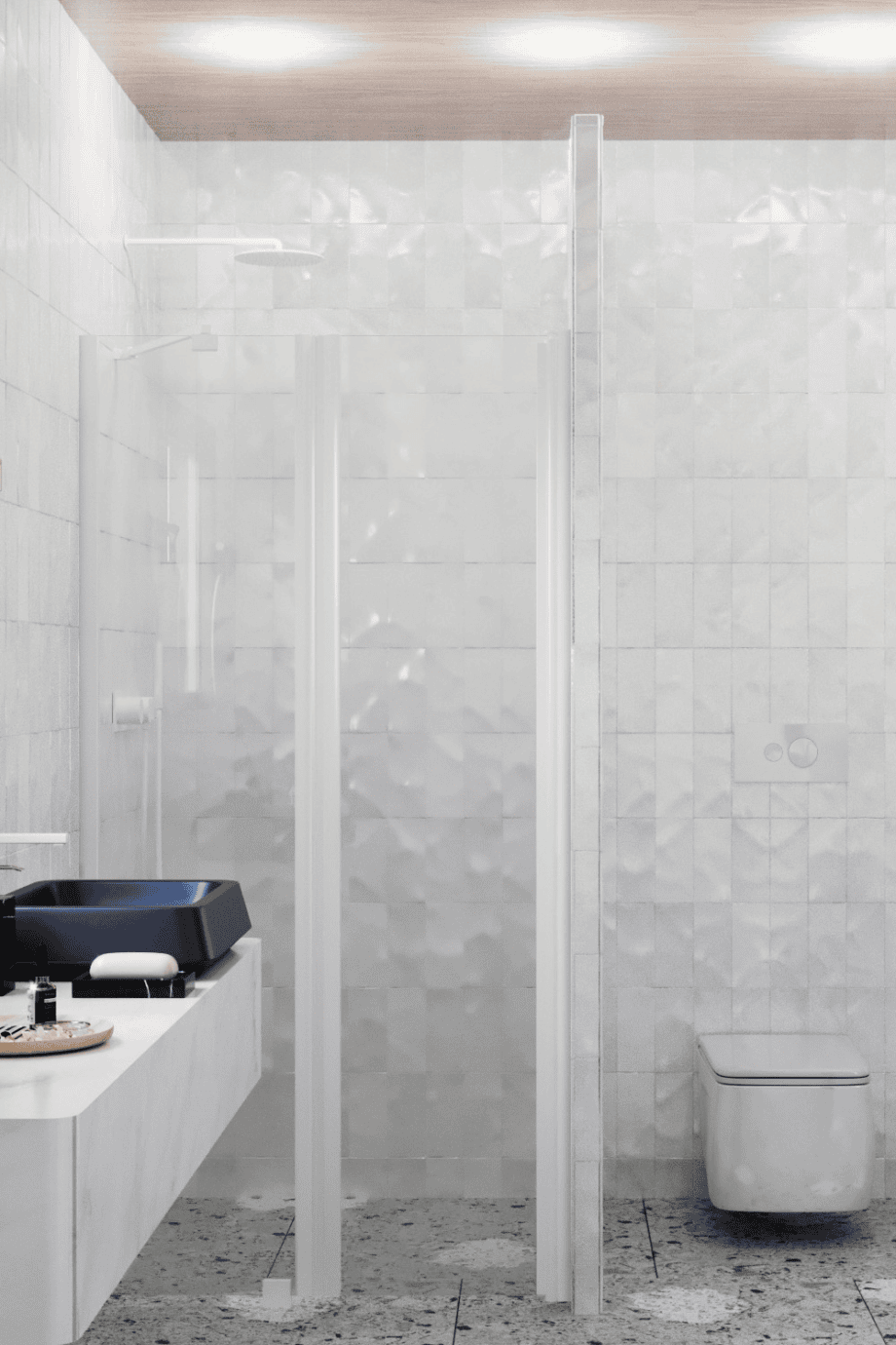 Alcove shower screen Hietakari Infinia 237, white frame, clear glass Alcove shower screen Hietakari Infinia 237, fixed wall + hinged door