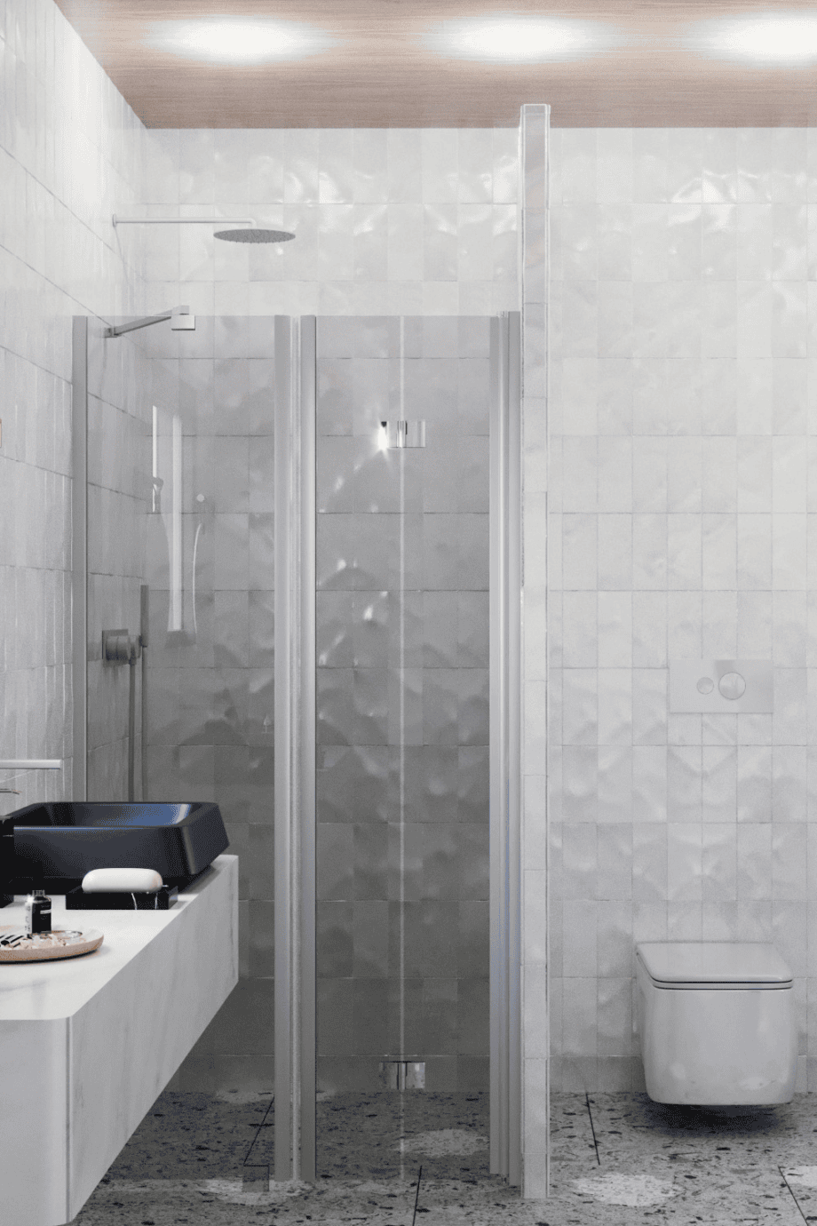 Alcove shower screen Hietakari Infinia 238, aluminium frame, grey tinted glass Alcove shower screen Hietakari Infinia 238, aluminium frame, grey tinted glass
