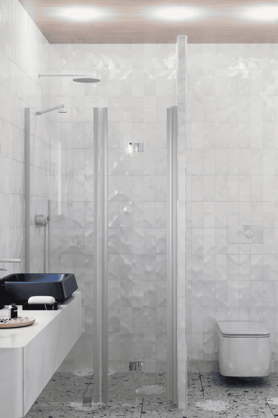 Alcove shower screen Hietakari Infinia 238, aluminium frame, clear glass Alcove shower screen Hietakari Infinia 238, fixed wall + folding door – 4