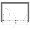 Alcove shower screen Hietakari Infinia 238 – dimension drawing Alcove shower screen Hietakari Infinia 238, fixed wall + folding door – 2