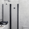 Alcove shower screen Hietakari Infinia 238, black frame, Chinchilla patterned glass Alcove shower screen Hietakari Infinia 238, black frame, Chinchilla patterned glass