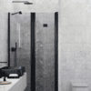 Alcove shower screen Hietakari Infinia 238, black frame, grey tinted glass Alcove shower screen Hietakari Infinia 238, black frame, grey tinted glass