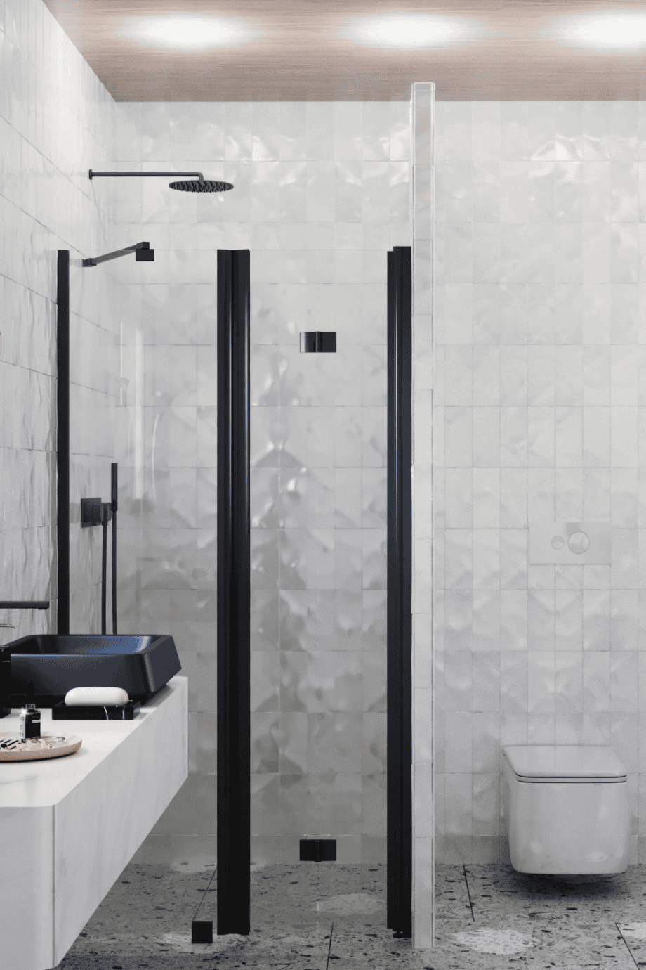 Alcove shower screen Hietakari Infinia 238, black frame, clear glass Alcove shower screen Hietakari Infinia 238, fixed wall + folding door – 5