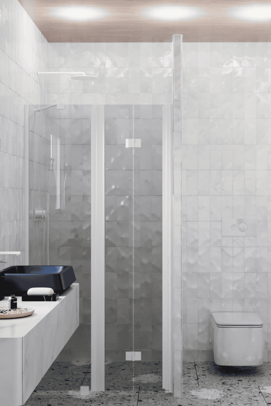 Alcove shower screen Hietakari Infinia 238, white frame, grey tinted glass Alcove shower screen Hietakari Infinia 238, white frame, grey tinted glass