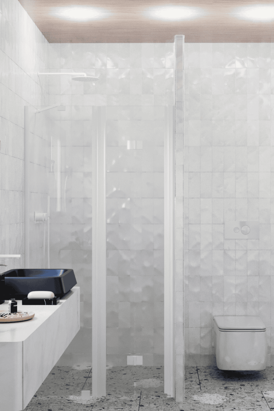 Alcove shower screen Hietakari Infinia 238, white frame, clear glass Alcove shower screen Hietakari Infinia 238, fixed wall + folding door
