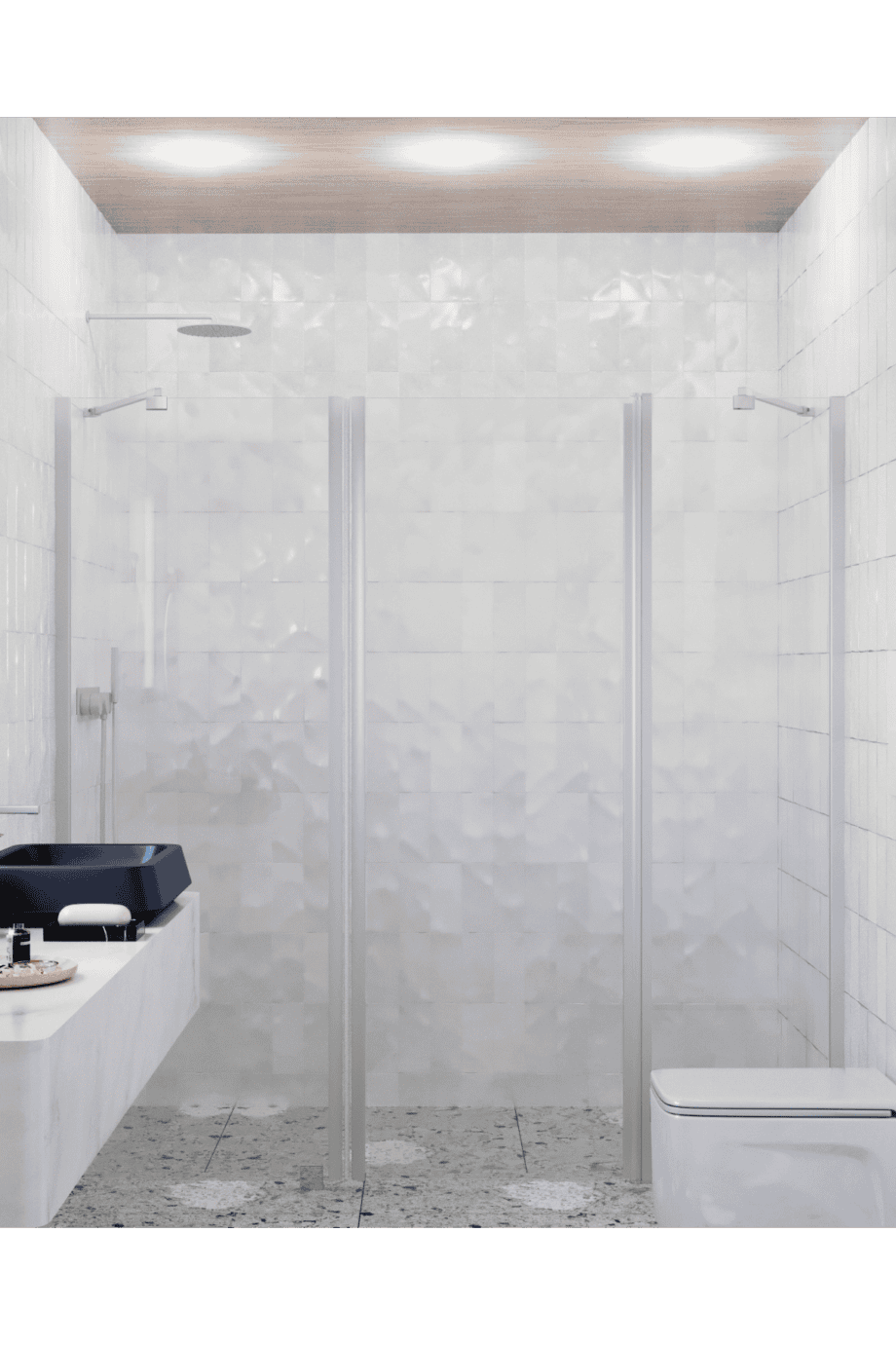 Alcove shower screen Hietakari Infinia 239, fixed wall + hinged door with fixed part – 4