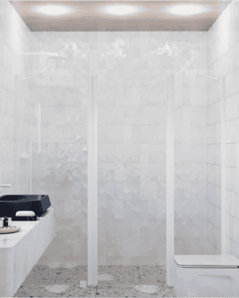 Alcove shower screen Hietakari Infinia 239, white frame, clear glass