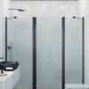 Alcove shower screen Hietakari Infinia 239, black frame, satin frosted glass