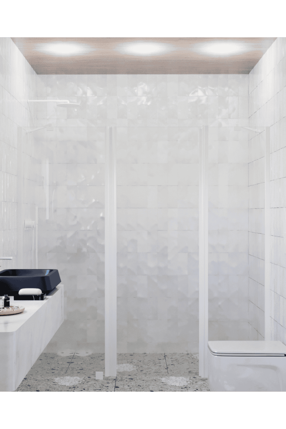 Alcove shower screen Hietakari Infinia 239, white frame, clear glass