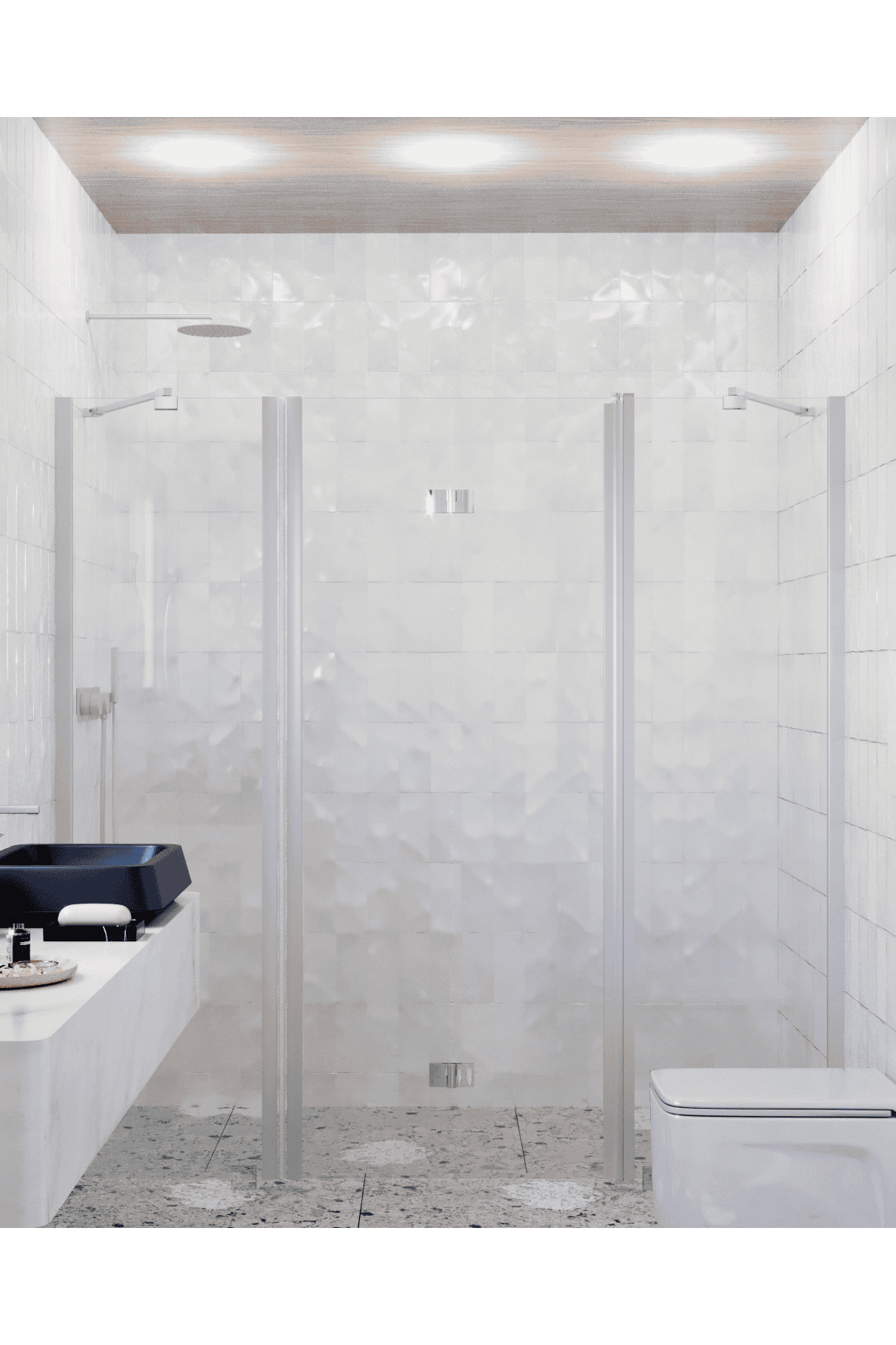 Alcove shower screen Hietakari Infinia 240, fixed wall + folding door with fixed part – 4