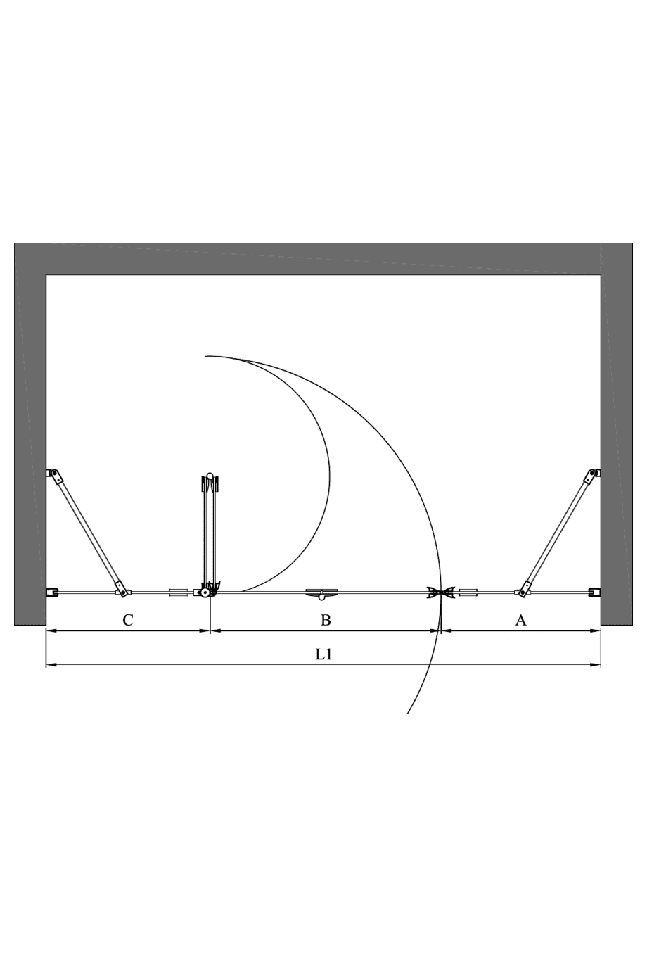 Alcove shower screen Hietakari Infinia 240, fixed wall + folding door with fixed part – 2