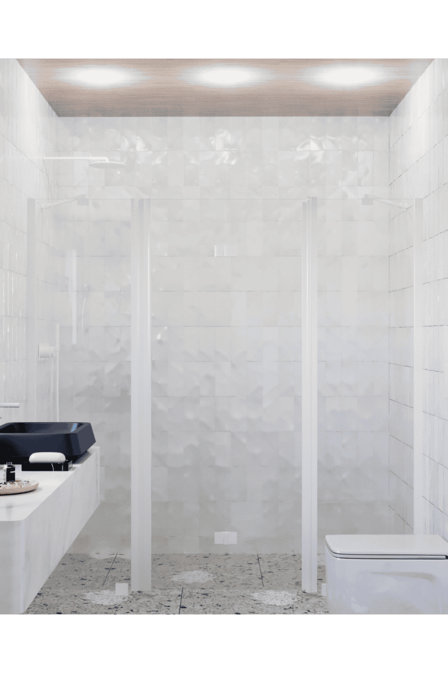 Alcove shower screen Hietakari Infinia 240, white frame, clear glass Alcove shower screen Hietakari Infinia 240, fixed wall + folding door with fixed part
