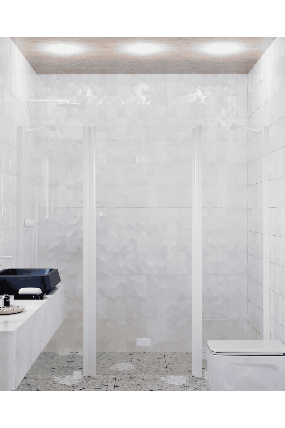 Alcove shower screen Hietakari Infinia 240, fixed wall + folding door with fixed part