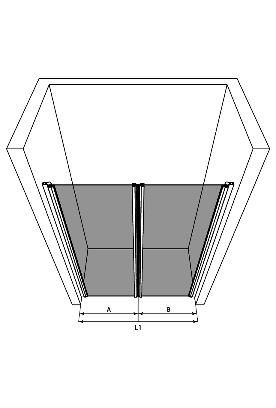 Alcove shower screen Hietakari Infinia 241, hinged door + hinged door – 3