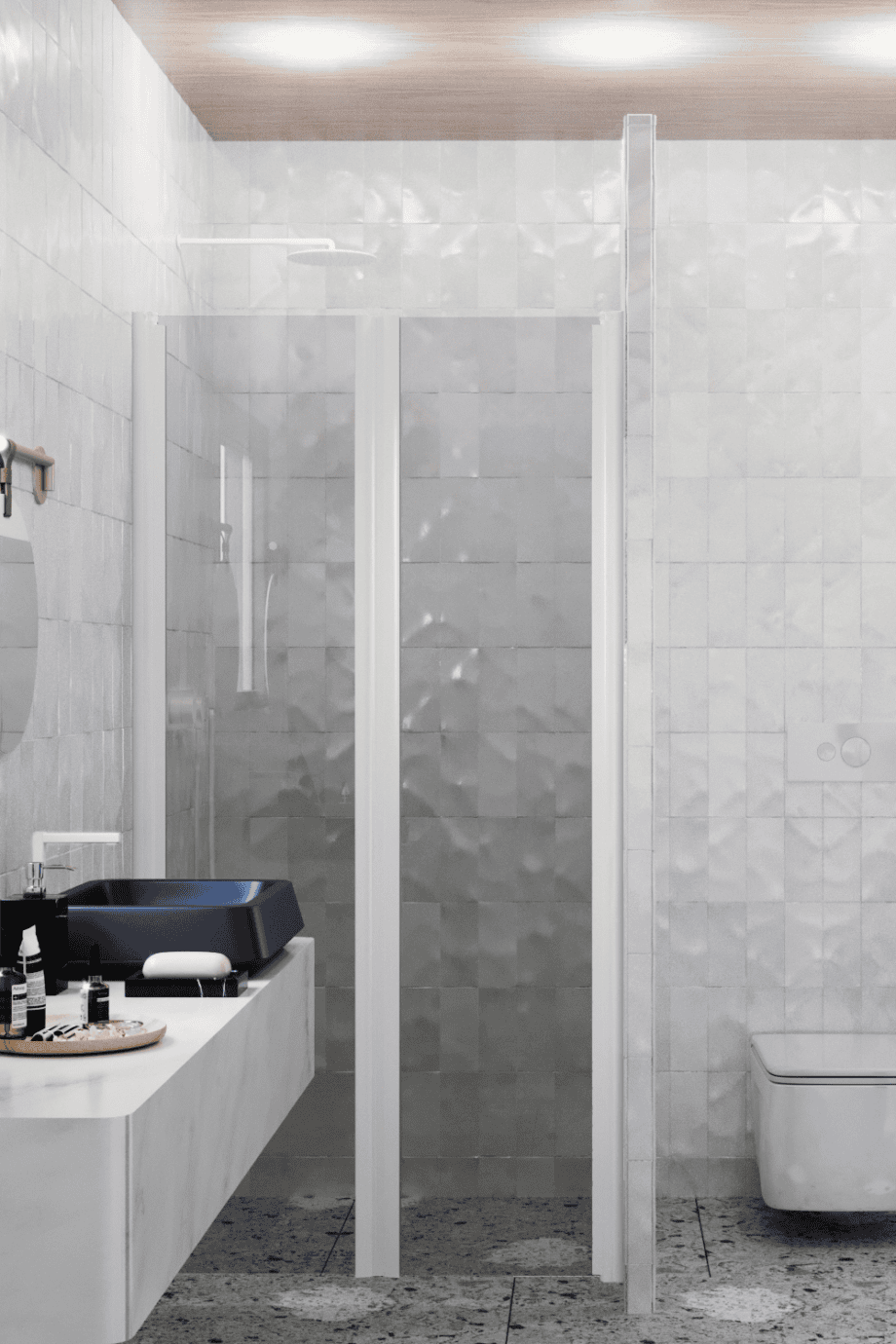 Alcove shower screen Hietakari Infinia 241, white frame, grey tinted glass Alcove shower screen Hietakari Infinia 241, white frame, grey tinted glass