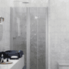 Alcove shower screen Hietakari Infinia 242, aluminium frame, grey tinted glass Alcove shower screen Hietakari Infinia 242, aluminium frame, grey tinted glass