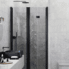 Alcove shower screen Hietakari Infinia 242, black frame, grey tinted glass Alcove shower screen Hietakari Infinia 242, black frame, grey tinted glass