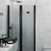 Alcove shower screen Hietakari Infinia 242, black frame, satin frosted glass Alcove shower screen Hietakari Infinia 242, black frame, satin frosted glass