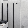 Alcove shower screen Hietakari Infinia 243, black frame, Chinchilla patterned glass